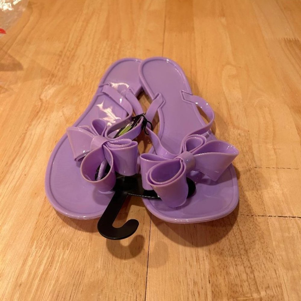 Brand New Purple Bow Jelly Sandals (size 9/10)